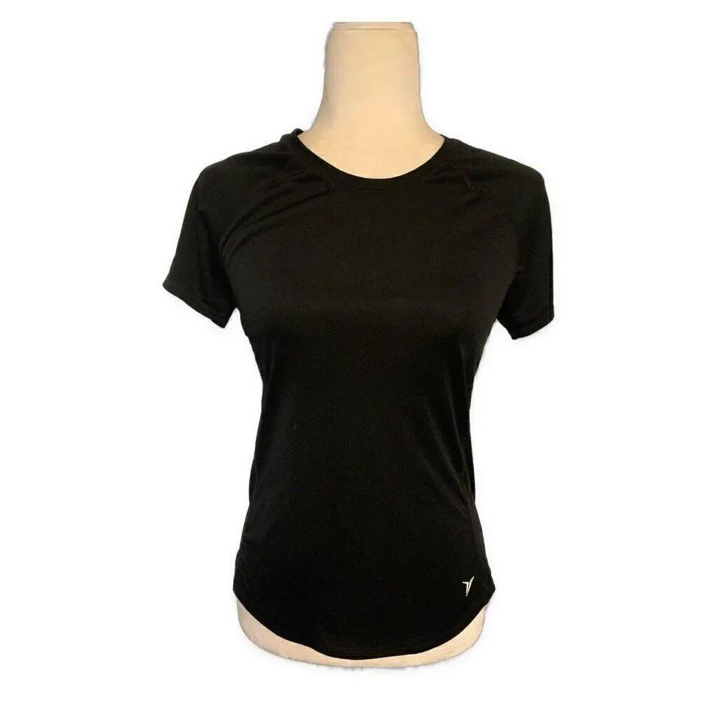 Old Navy Solid Black Active Semi Fitted Shirt Sleeve Top T Shirt Xs